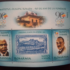 2004 - 90 de ani de la fondarea Comitetului Olimpic Roman - bloc dantelat-LP1634