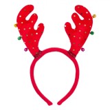 Bentiță Crăciun, Model Ren, Păr Rosu, Clopoței Colorați, Poliester, 12cm, Oem