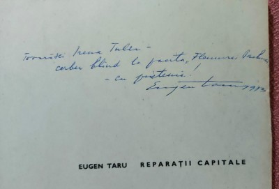 Reparatii capitale. Dedicatie cu autograful autorului - Eugen Taru foto