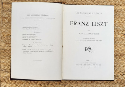 LISZT - LES MUSICIENS CELEBRES CALVOCORESSI ,1926 foto