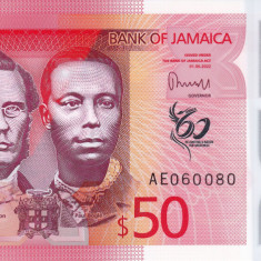 Bancnota Jamaica 50 Dolari 2022 Comemorativa 60 Ani Independenta, UNC