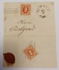 Romania 1865 - Fragment plic circulat cu doua marci Alexandru-Ioan Cuza, Stampilat