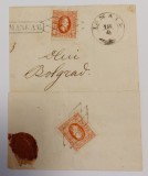 Romania 1865 - Fragment plic circulat cu doua marci Alexandru-Ioan Cuza
