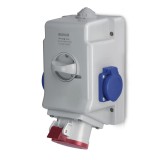 Priză industrială aplicată 3P+N+E+2&times;Schuko 16A IP44 &ndash; SCAME | 513.1657-1DNS