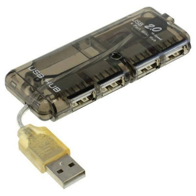 Hub USB 2.0 4 port negru posibilitate alimentare cu 5V foto