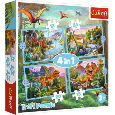 Puzzle trefl 4in1 lumea dinozaurilor foto