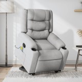 VidaXL Fotoliu de masaj rabatabil cu ridicare, gri deschis, textil