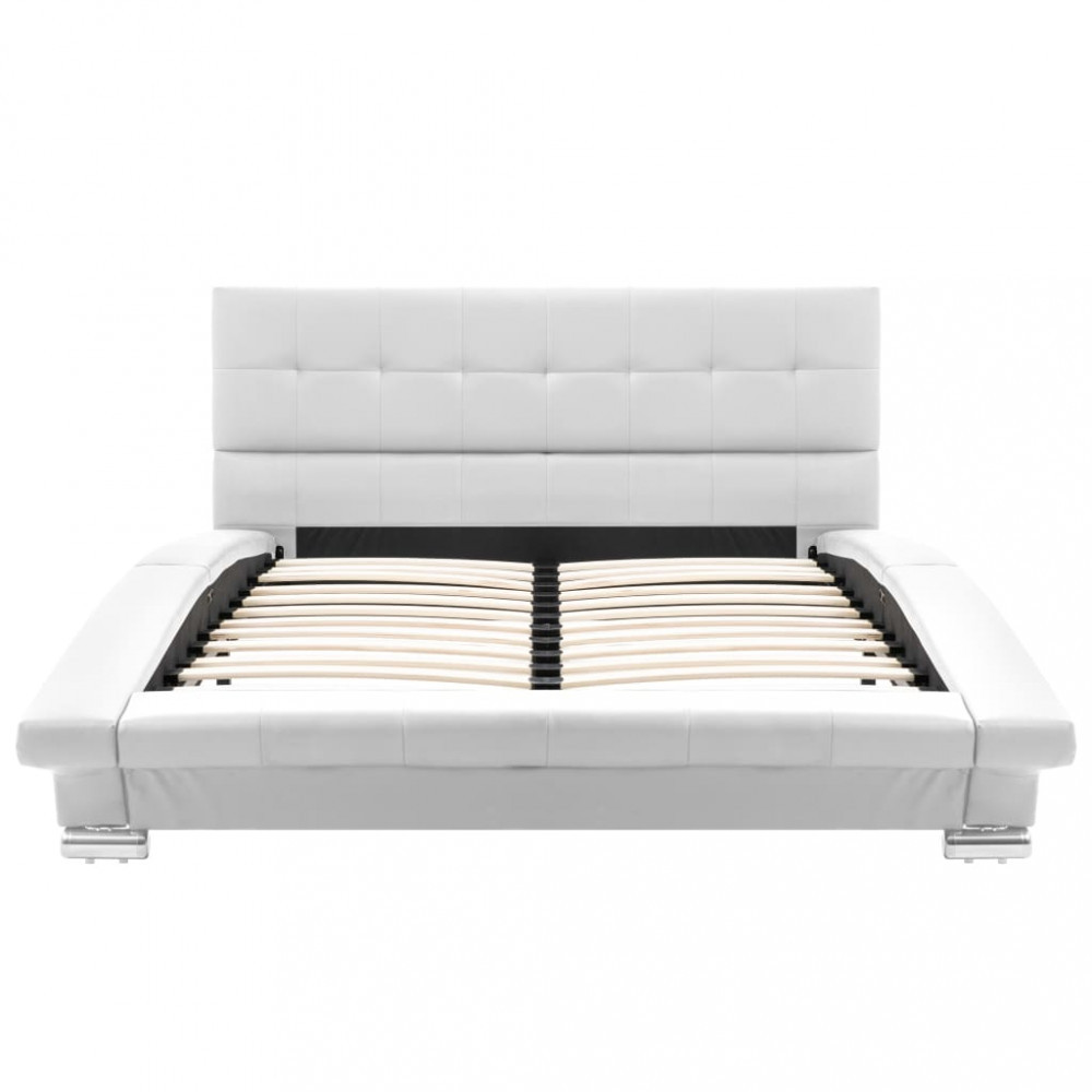 Cadru de pat, alb, 200 x 120 cm, piele artificiala, vidaXL | Okazii.ro