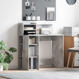 Birou cu stocare gri beton 90x48x101.5 cm lemn prelucrat