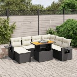 Cumpara ieftin Gossi set mobilier de gradina cu perne, 8 piese, negru, poliratan
