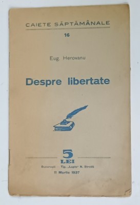 CAIETE SAPTAMANALE , REVISTA , SUBIECT : LEGEA LUI TARTUFE de EUG. HEROVANU , NR. 19-20 , 1937 foto