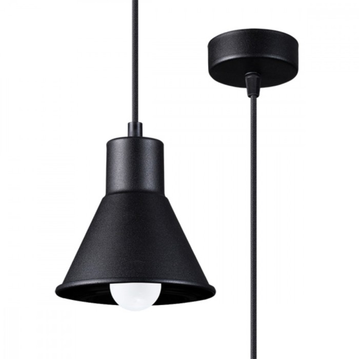 Lampă Suspendată Taleja Negru Oțel 1 Bec Cu Design Modern De Interior