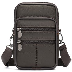 Geanta barbati, BUSY LDY&amp;GTM&reg; Swift, piele naturala, de umar si atasabila la curea, maro inchis