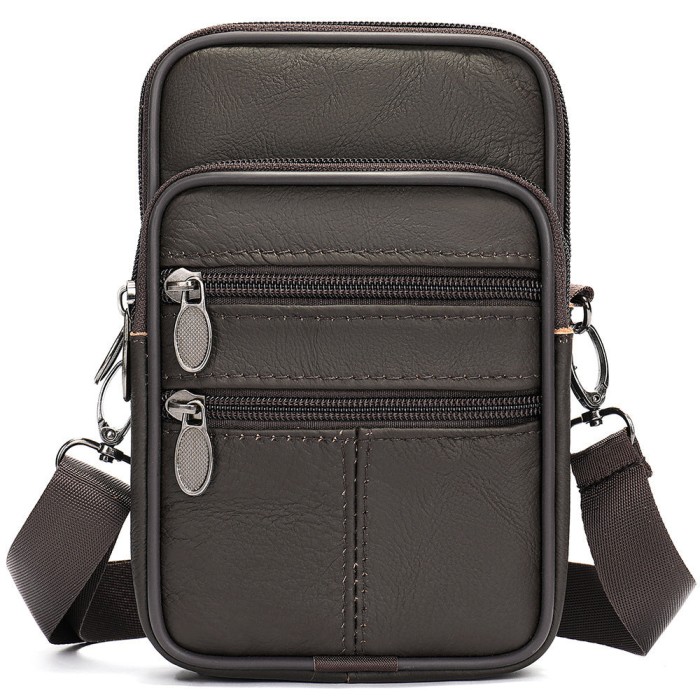 Geanta barbati, BUSY LDY&amp;GTM&reg; Swift, piele naturala, de umar si atasabila la curea, maro inchis