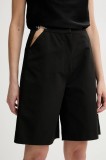 Heliot Emil pantaloni scurți femei, culoarea negru, uni, high waist, SS25_W_10_200_BLK01
