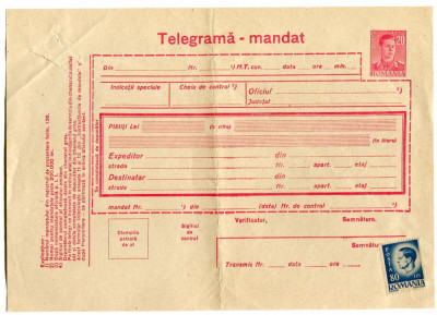 Telegrama mandat perioada interbelica foto