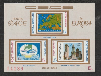 Romania 1981 - #1043 C.S.C.E. 1v S/S MNH foto