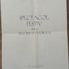 Program Spectacol Festiv dedicat Zilei Invatatorului// Bucuresti 1970