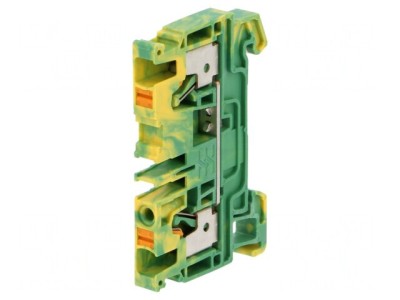 Conector Șine Galben-Verde 4mm2 2 Borne TS35 foto