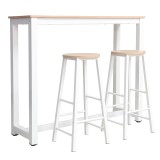 Cumpara ieftin Set bar masa si scaune pentru sufragerie Marle culoare lemn natural - alb picior 120x40x100cm
