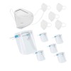 Set 5 masti de protectie KN95 si 5 viziere reutilizabile cu rama tip ochelari, pentru adulti, protectie completa