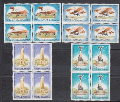 ROMANIA 1982 LP 1061 CENTENARUL NASTERII AUREL VLAICU BLOCURI 4 TIMBRE MNH foto