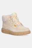 Sorel cizme din piele &icirc;ntoarsă SOREL EXPLORER III NW LACE WP culoarea bej, cu toc plat, izolat, 2077961292