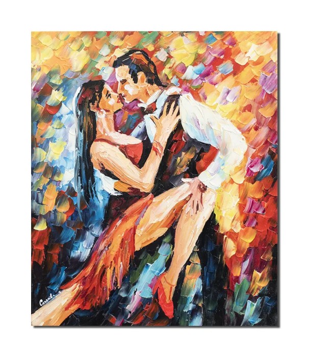 Tablou pictat manual, Tango de Buenos Aires, 60x50cm ulei pe panza in cutit efect 3D, gata de expus pe perete