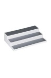 Cumpara ieftin Suport organizator pentru condimente cu 3 niveluri, Kopenpal, plastic, alb/gri, 36,5x24x8,5 cm