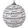 Glob Crăciun, Perlă, Alb, Dungă Argintie, 8cm, Plastic, Oem
