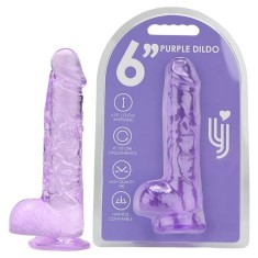 Dildo Loving Joy, cu testicule, violet, 16,5 cm