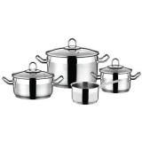 Set oale din inox 7 piese Belissima, capac din sticla