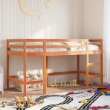 VidaXL Pat etajat copii cu scară maro ceruit 90x200 cm lemn masiv pin