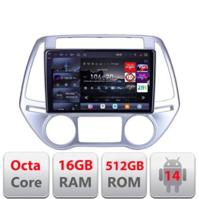 Navigatie Hyundai I20 2011-2014 manual si automat Android radio gps internet 8 core QLED 2K 16+512 360 Edotec CarStore Technology foto