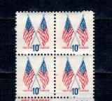 SUA 1973 - Uzual 10c, steaguri, bloc de 4 neuzat