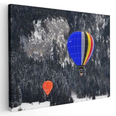 Tablou peisaj iarna si baloane cu aer cald Tablou canvas pe panza CU RAMA 20x30 cm