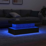 VidaXL Masuta de cafea cu lumini LED Stejar negru 90x50x40 cm