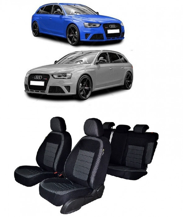 Set huse scaune dedicate Audi A4 B8 2009-2016 Combi ( Bancheta fractionata+husa cotiera)