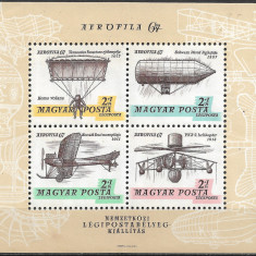 UNGARIA 1967 - EXPOZIȚIA MONDIALĂ DE FILATELIE AEROFILA '67 - COLIȚĂ MNH (T487)