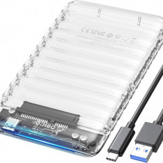 Carcasă de hard disk ORICO 2.5 inch USB C la SATA III 6Gbps Hard extern transpar