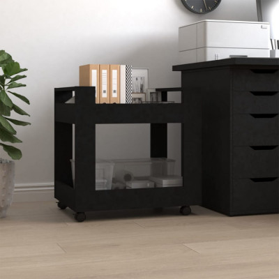 vidaXL Cărucior de birou, negru, 60x45x60 cm, lemn prelucrat foto