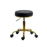 Scaun profesional OFF1023, rotativ, baza metalica aurie, piele ecologica, inaltime ajustabila, roti gumate, 100 kg