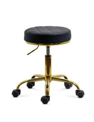 Scaun profesional OFF1023, rotativ, baza metalica aurie, piele ecologica, inaltime ajustabila, roti gumate, 100 kg foto