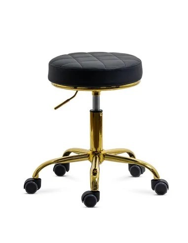 Scaun profesional OFF1023, rotativ, baza metalica aurie, piele ecologica, inaltime ajustabila, roti gumate, 100 kg