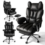 Scaun de birou negru, cu suport picioare, piele ecologica, max 150 kg, 68x115-124 cm, JollyMag, KO50CZ