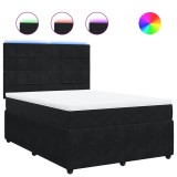 Cumpara ieftin Pat box spring cu saltea, negru, 140x200 cm, catifea