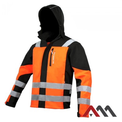 Jacheta Softshell cu gluga si insertii reflectorizante Classic-Vis Orange foto