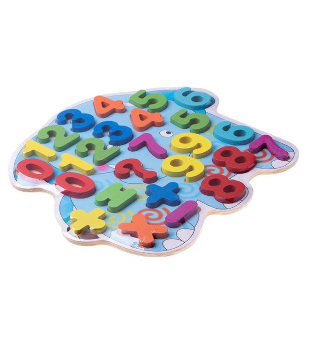 Puzzle din lemn cu cifre si operatii matematice