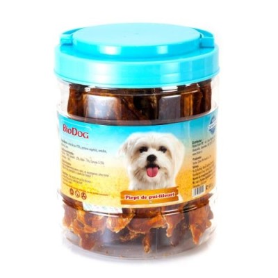 RECOMPENSE PENTRU CAINI BIODOG PIEPT DE PUI FILEURI 500GR foto