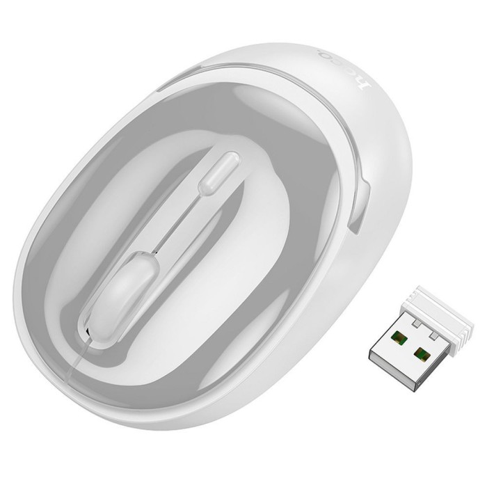 Mouse Wireless Hoco GM34, 2.4G, 1600 DPI, Gri-Alb